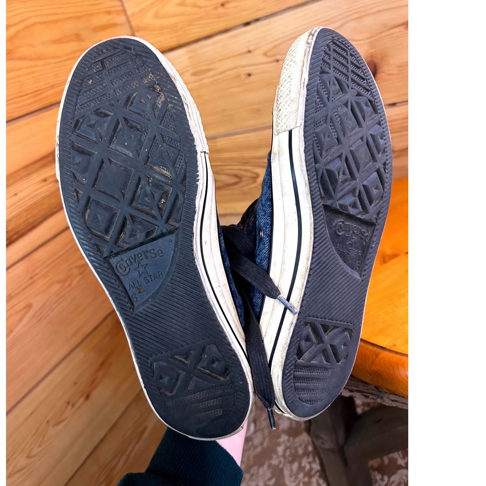Converse Chuck‎ Taylor All Star Denim Leopard Print High Top Zip Sneakers Blue 6 - Picture 8 of 9